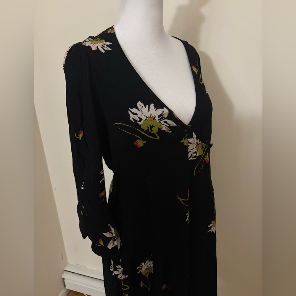 XS Free People Time On My Side Black Floral Wrap Dress - Picture 10 of 10